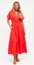 Load image into Gallery viewer, Contrast midi dress orange/red
