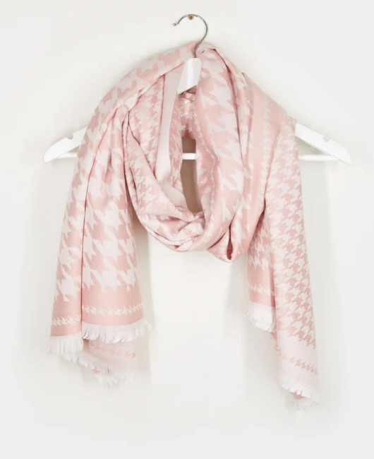 Pink/blush houndstooth reversible scarf