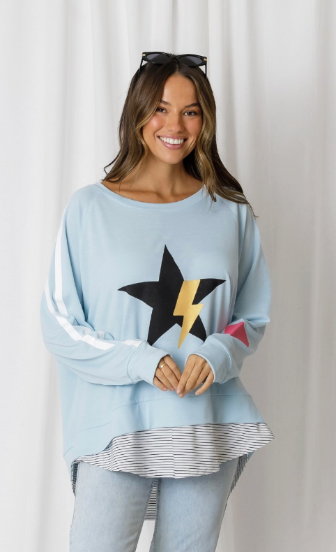 Bridie stripe layered star bolt relaxed sweat