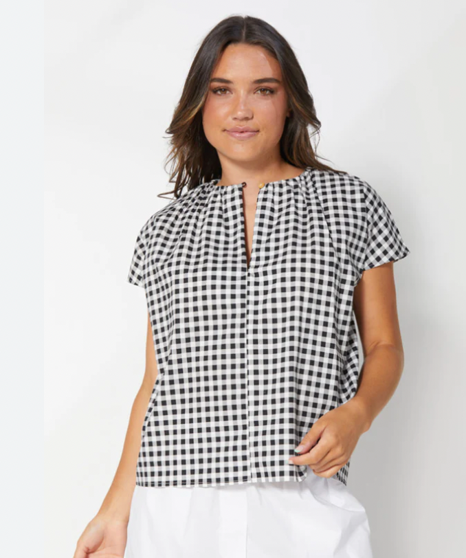 Martina top black and white gingham