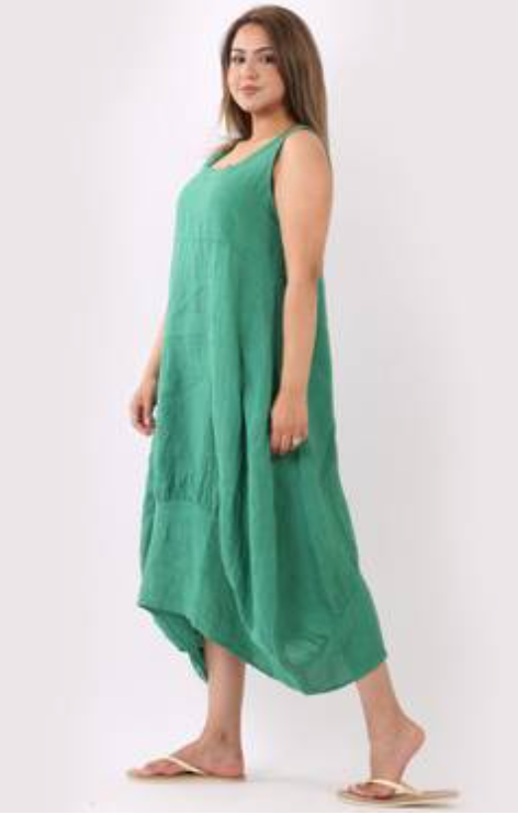 Gabriella linen dress green apple
