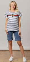 Load image into Gallery viewer, Bee tee navy stripe
