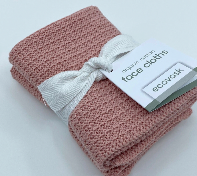 Face cloths 2 pack demi pink  - ecovask