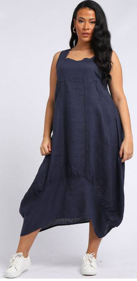 Gabriella linen dress navy