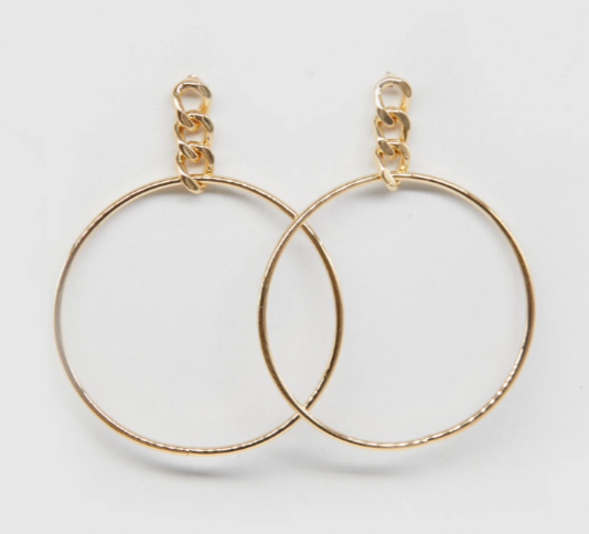 Gold chain hoop earring