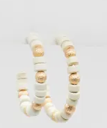 White bead hoop earring