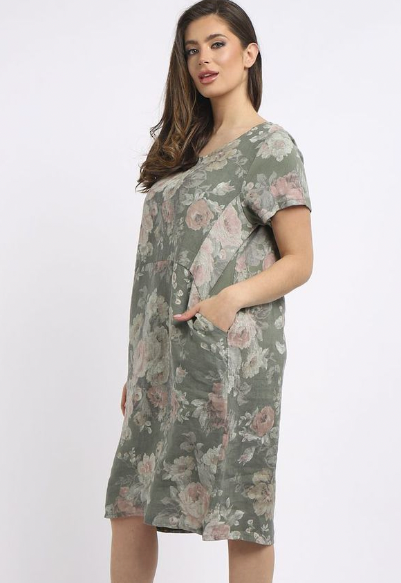 Fleur linen dress khaki