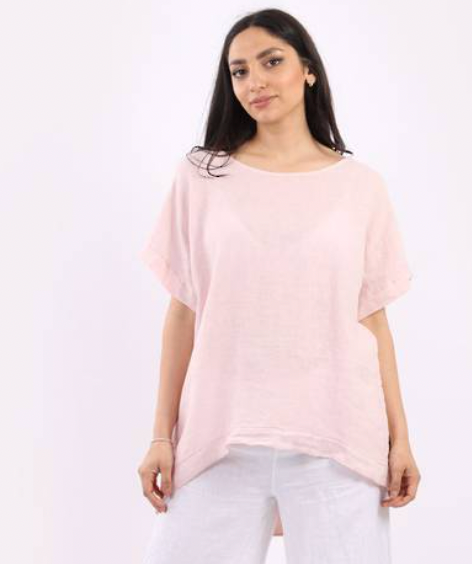 Margo linen top pink