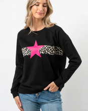 Load image into Gallery viewer, Black with neon pink star sweatshirt
