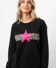 Load image into Gallery viewer, Black with neon pink star sweatshirt
