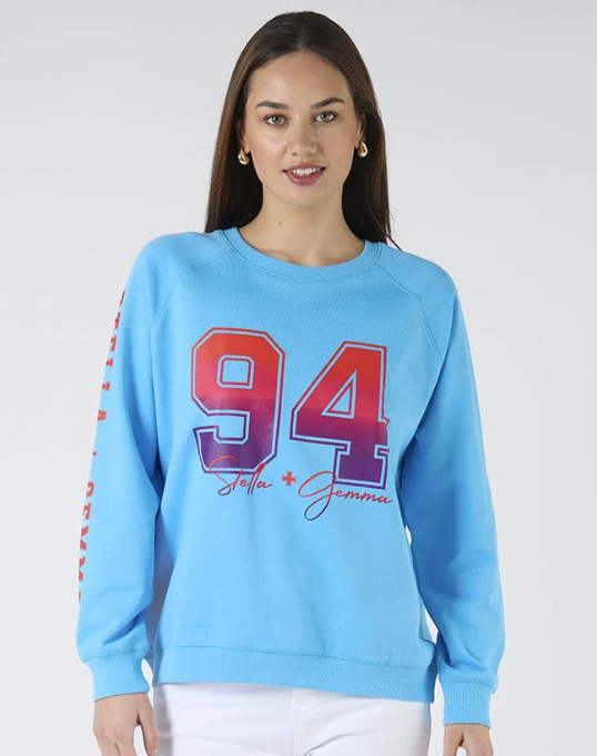 Ombre varsity sky blue classic sweater