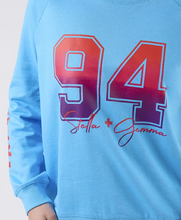 Load image into Gallery viewer, Ombre varsity sky blue classic sweater
