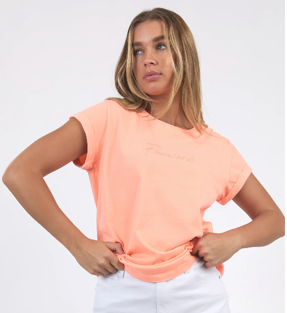 Signature tee neon peach