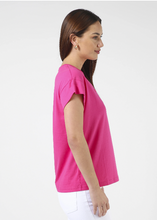 Load image into Gallery viewer, Cuff sleeve cerise logo t shirt
