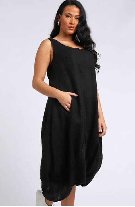 Gabriella linen dress black