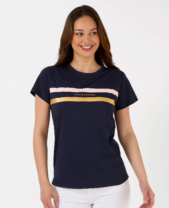 Navy icon stripe tee