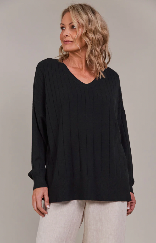 Palmer relaxed knit black