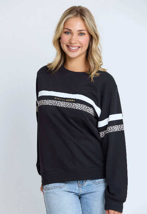Essential sweat black leopard
