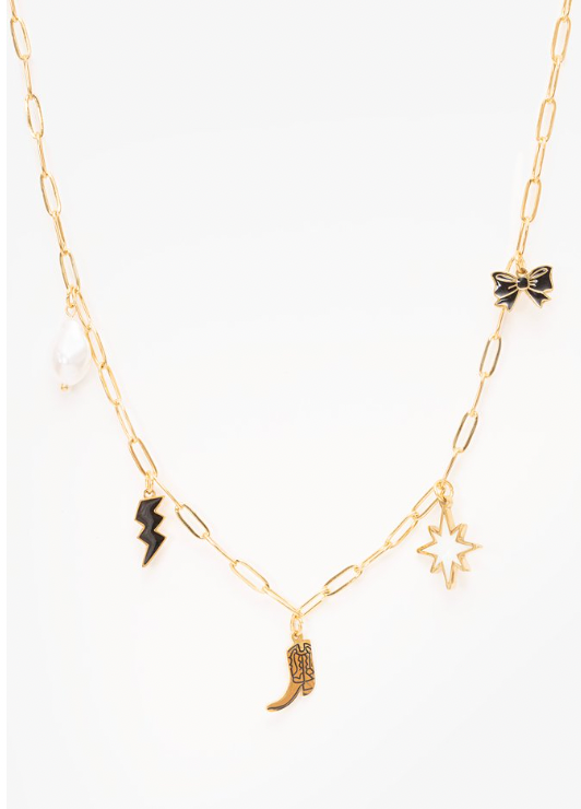 Boot and bow necklace