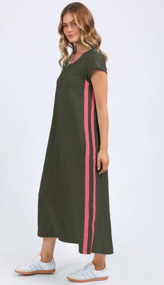 Recovery khaki w coral stripe