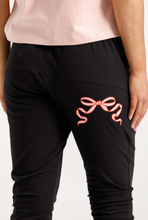 Load image into Gallery viewer, Apartment pants Black w blossom berry bow
