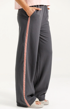 Load image into Gallery viewer, Palazzo pants graphite w blossom tape
