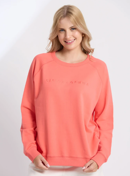 Classic sweater coral embroidered logo