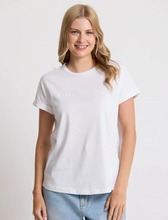 Load image into Gallery viewer, Soho cuff crew white embroidered logo white
