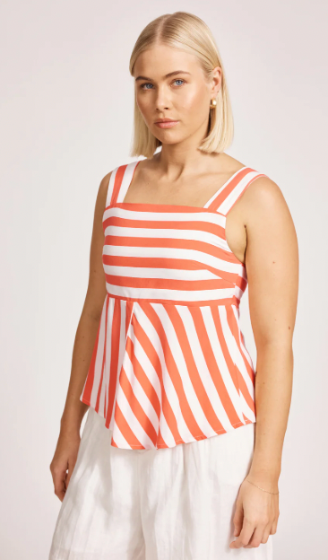 Treville stripe tank coral