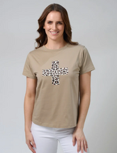 Load image into Gallery viewer, Ace tee sage leopard cross
