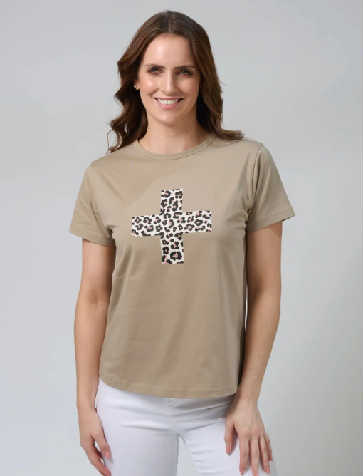 Ace tee sage leopard cross