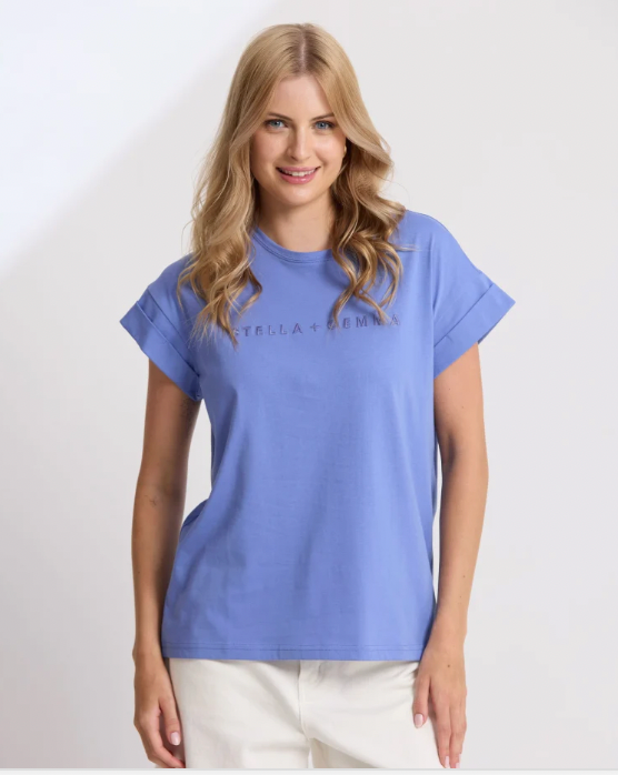 Cuff tee cornflower