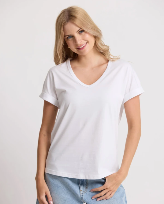 Soho cuff tee v tee white