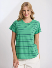 Load image into Gallery viewer, Classic tee green/navy stripe
