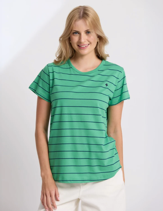 Classic tee green/navy stripe
