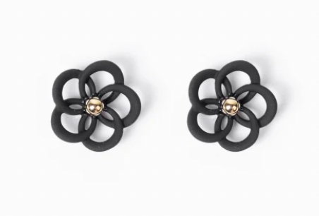 Flower outline black earring