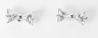 Silver petite bow with crystal earring