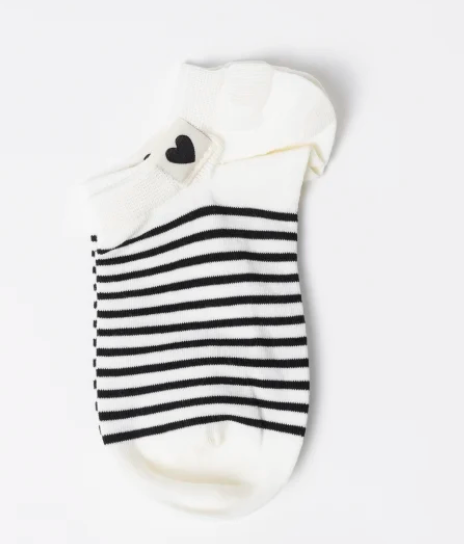 Black stripes with heart sock