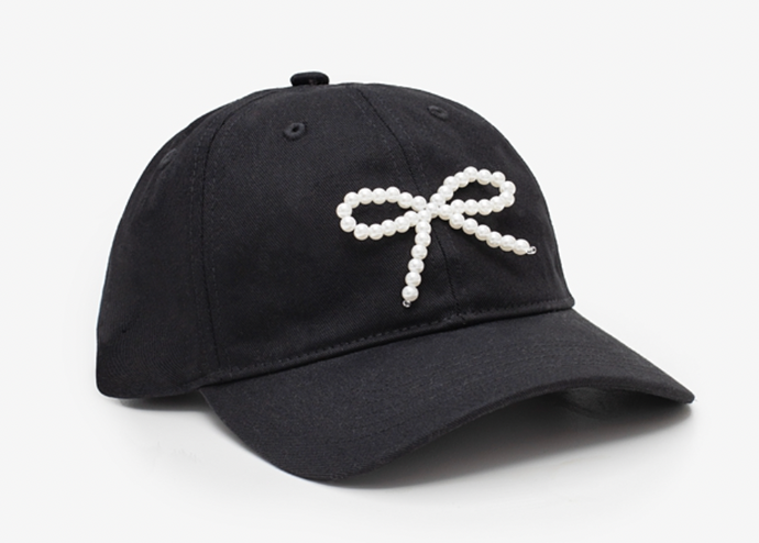 Pearl bow cap black