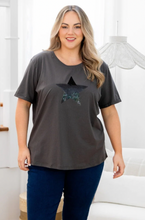 Load image into Gallery viewer, Sequin tee charcoal
