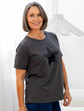 Load image into Gallery viewer, Sequin tee charcoal
