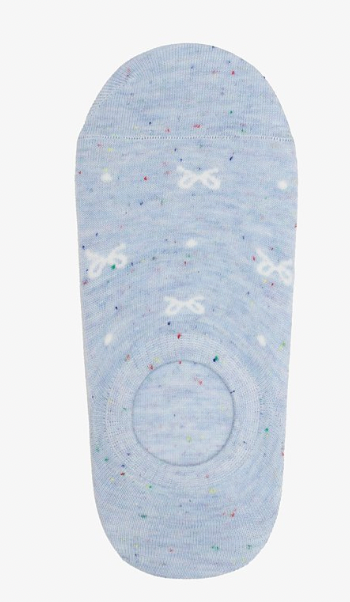 Bow sprinkle blue no show sock
