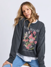 Load image into Gallery viewer, Flowers crew washed black
