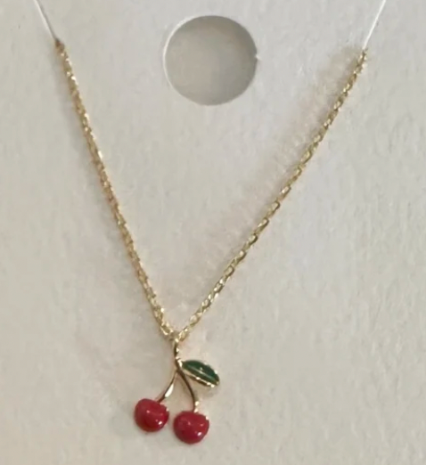 Cherries necklace red