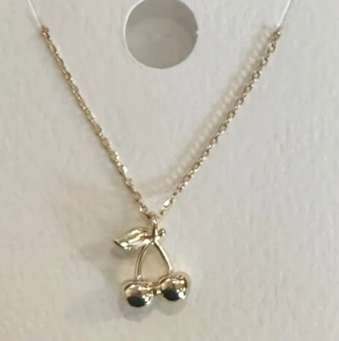 Cherries necklace gold