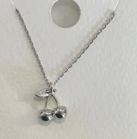 Cherries necklace silver