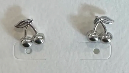 Cherries silver stud
