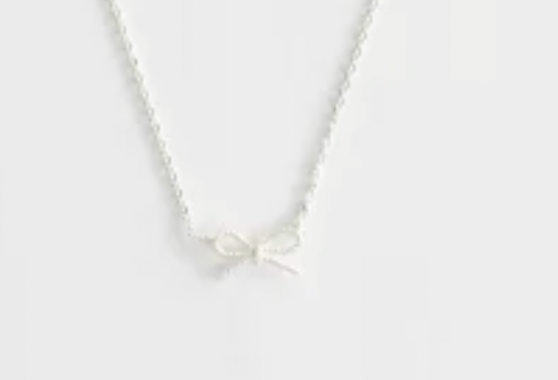 Silver rope bow necklace