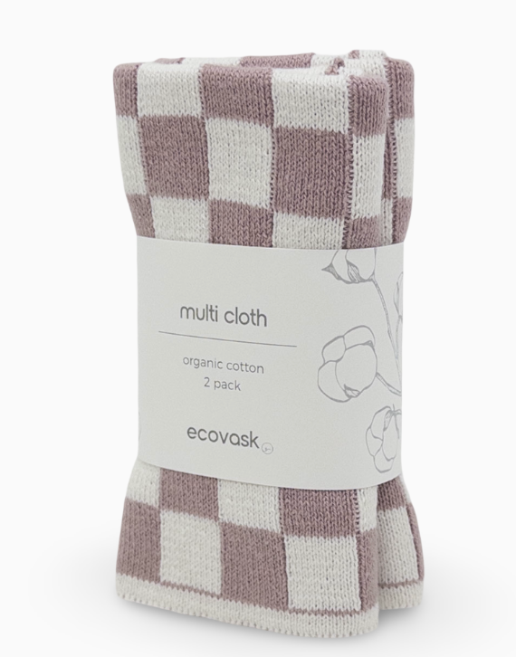 Multi cloth 2pk orchid chequer  - ecovask
