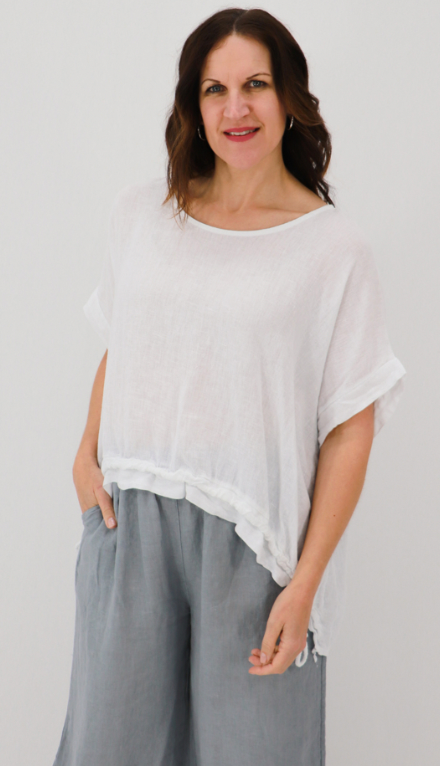 Lilla scrunch hem blouse - white